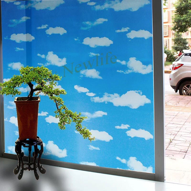 Cielo y nube vidrio esmerilado ventana película salón dormitorio baño Protección de Privacidad pegatinas autoadhesivas decoración del hogar 45/60*200cm