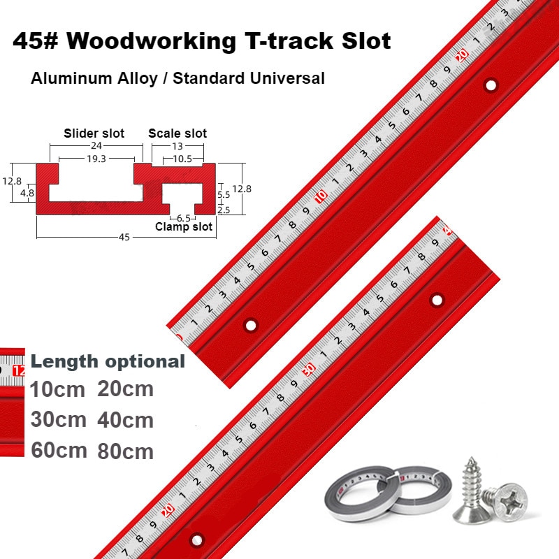 Uniwersalny 45 typ T-track T-slot prowadnica ukośna Jig ze stopu Aluminium ze stopu Aluminium prowadnica ukośna zatrzymać do obróbki drewna narzędzia DIY do piły stołowej Pusher