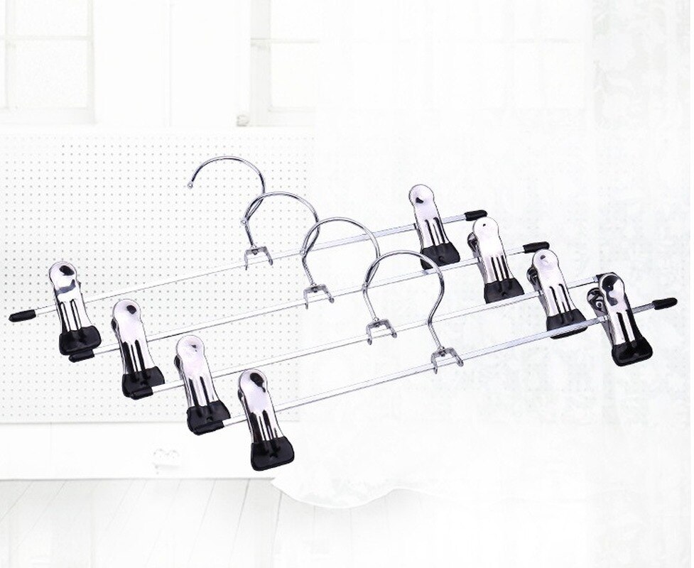 10Pcs Kleerhangers Sterke Kleerhanger Droogrek Voor Broek Rok Broek Non-Slip Rvs Hangers Drogen kleding: Black