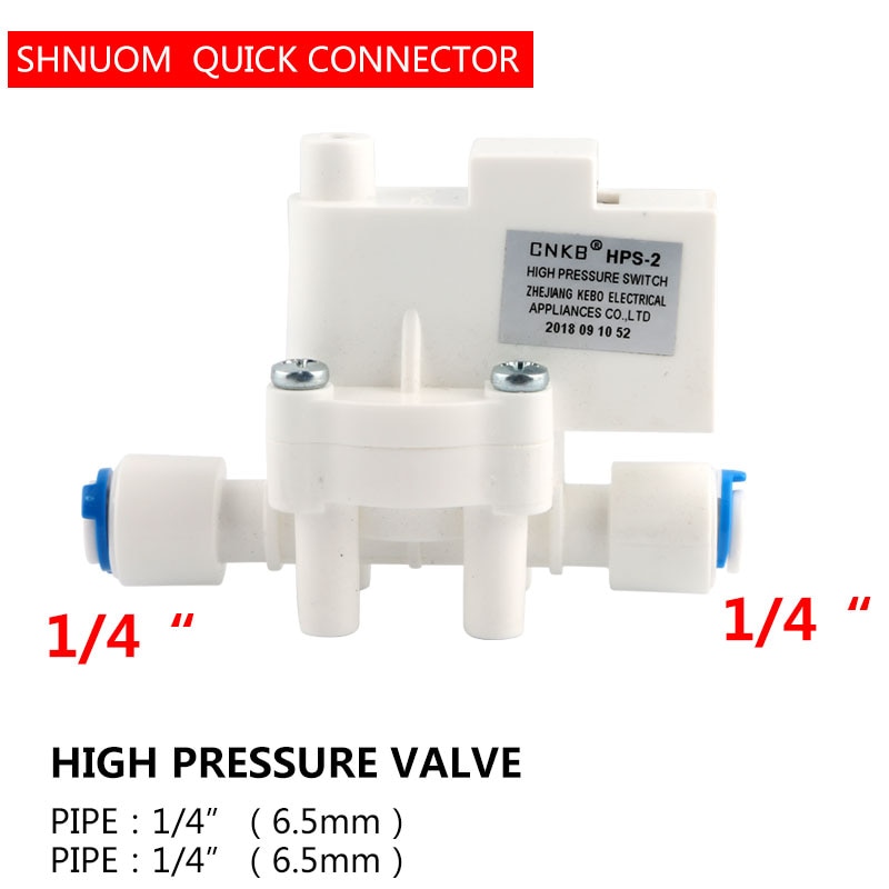 RO Water Purifier Parts High Pressure Valve Switch 1/4 "OD Hose Quick Connection Reverse Osmosis System CNKB-HPS-2 Accessories