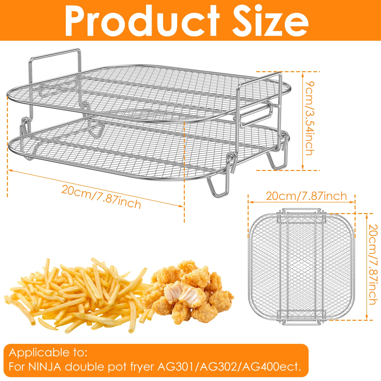 2 Lagen Luchtfriteuse Rekken Roestvrijstalen Dehydrator Rek Stapelbare Luchtfriteuse Rekken Hittebestendige Rekken Keuken Koken Gereedschap: Rood