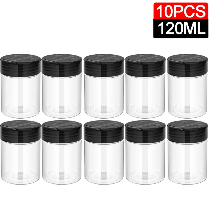 10/1PCS Clear Spice Bottle Seasoning Shaker Bottles Pepper Jar with Lid BBQ Condiment Dispenser Kitchen Powder Storage Container: Dark Grey