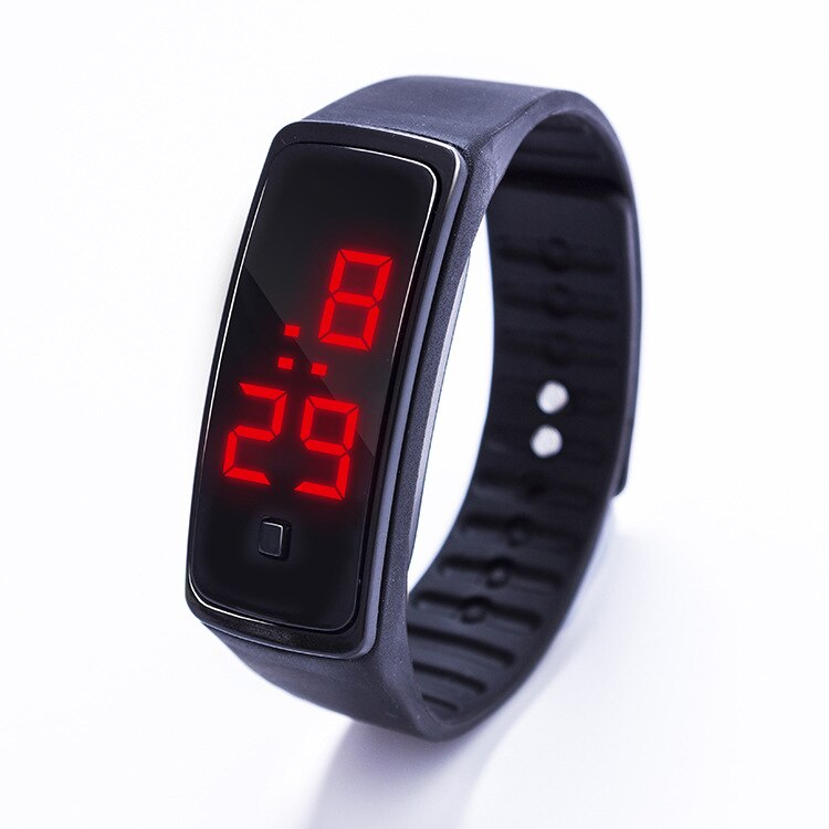 13 kleuren heren dames rode led horloges siliconen dames armband led horloge led digitaal meisjes sporthorloge relogio masculino: Zwart