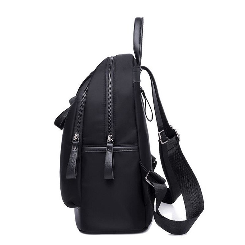 Women Small Nylon Waterproof Cloth Backpack Ladies Korean Trend Casual Students Campus Travel bag Oxford Black Color TCL01