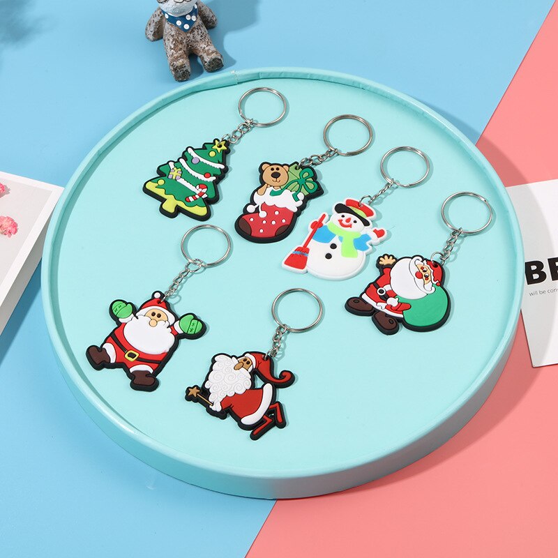 Kerstversiering Pvc Zacht Rubber Herten Oude Man Sleutelhanger Kerstboom Kleine Hanger Kerst Slee Leuke Charm