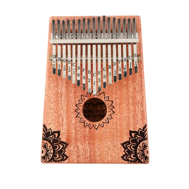 kalimba 17 teclas piano de pulgar kalimba música madera caoba cuerpo instrumento Musical con libro de aprendizaje Tune Hammer para principiante: B Kalimba