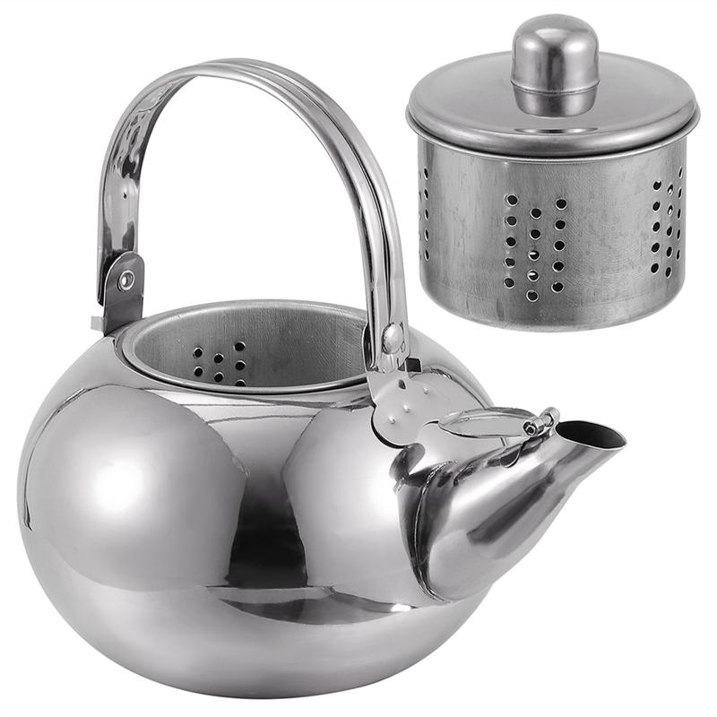 Stainless Steel Tea Kettle Teapot With Filter 1.6L Kitchen Camping Metal Infuser Teapot Coffee Pot Bottle Water Kettle Tea Pot