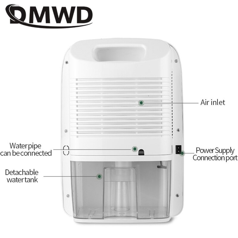 Dmwd 2500Ml Mini Ontvochtiger Lucht Droger Absorberende Vocht Elektrische Absorber Badkamer Slaapkamer Keuken Led Display 100-240V