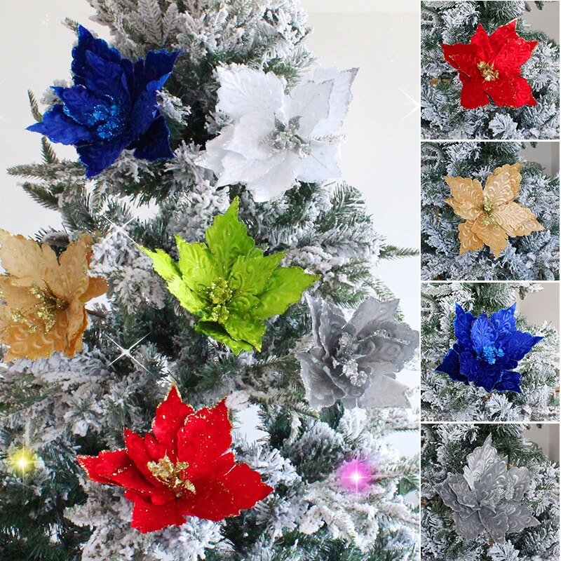 Glitter Ornament Kerstboom Simulatie Bloem Trouwbedankjes Home Decoratie Feestartikelen SEC88