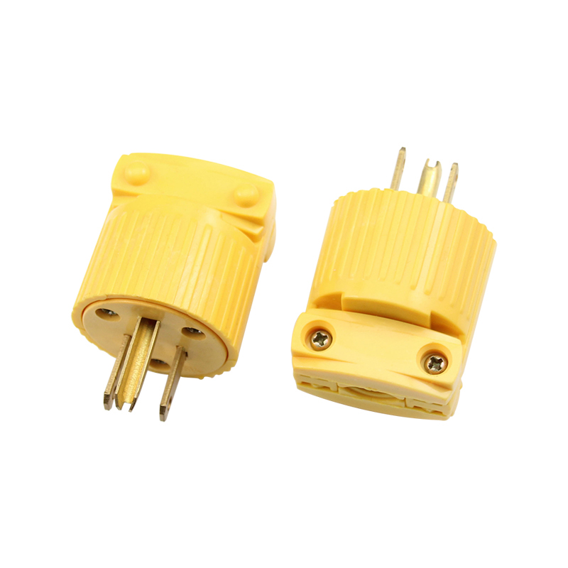 5-Pack Yellow 125V 15A 3-Pole Inline Wire Connector - Detachable Industrial Power Converter Plug for USA Taiwan: Default Title
