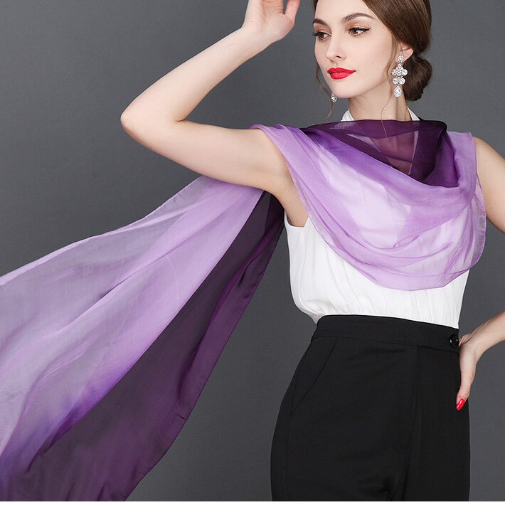 100% moerbei zijde sjaal natuurlijke echte zijde Vrouwen Lange sjaals Sjaal Vrouwelijke hijab wrap effen kleur 180x70 CM: 6