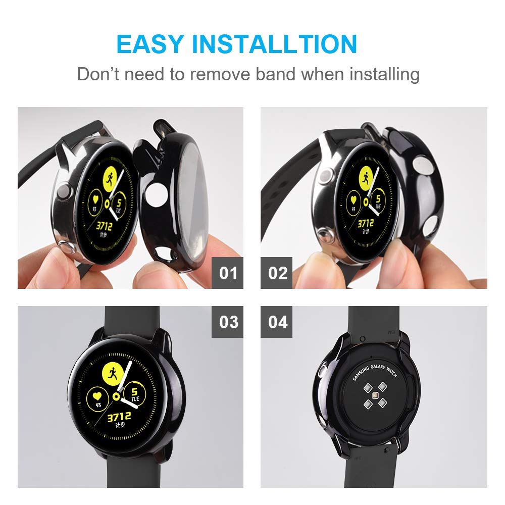 Protective Case Cover active 1 For Samsung Galaxy Watch active 2 44mm 40mm Accessories Cases TPU Full Screen Protector+Case