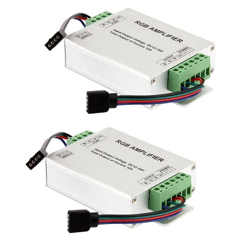 DC 12V To 24V 12A LED Strip Lights 3 Channels RGB Signal Amplifier Repeater For 10M 4 Pin 5050 3528 LED String Lights: Default Title