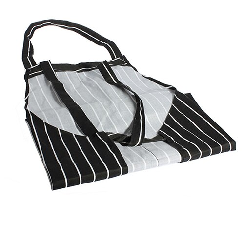 Kitchen Gadget Adjustable Black White Stripe Apron 2 Pockets Coffee Western Restaurant Chef Waiter Workwear Apron Home Apron