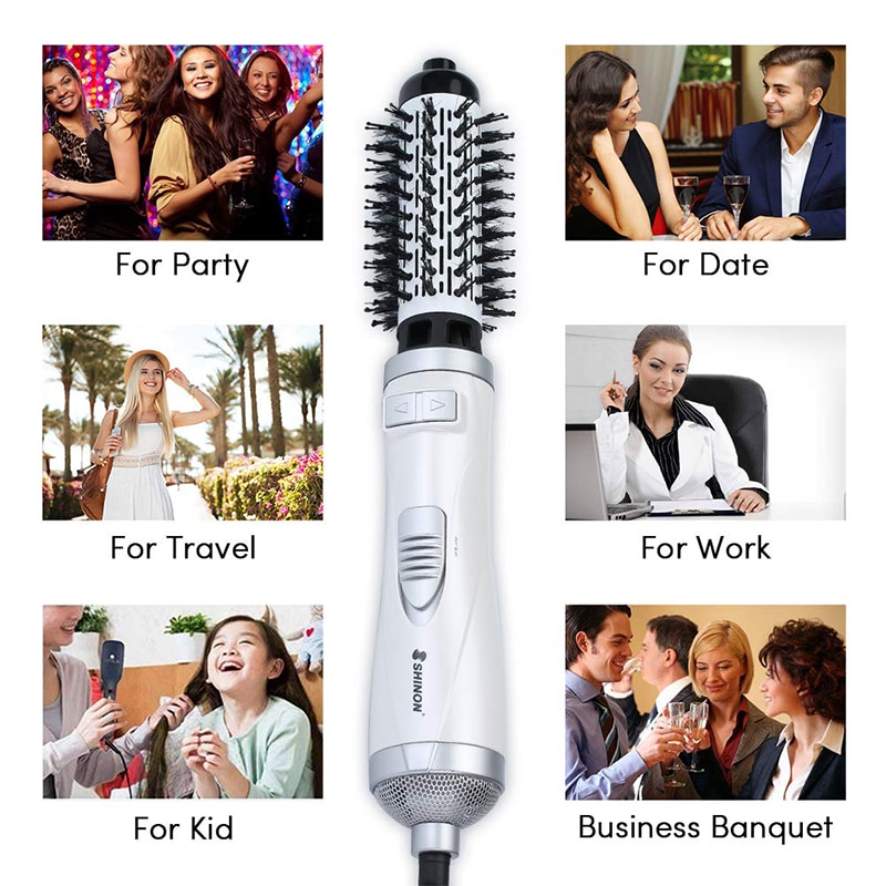 2 In Rotating Hair Dryer Brush Styler Electric Hair Curler Brush Ionic Hairdryer Brush Dryer Comb Only 220V