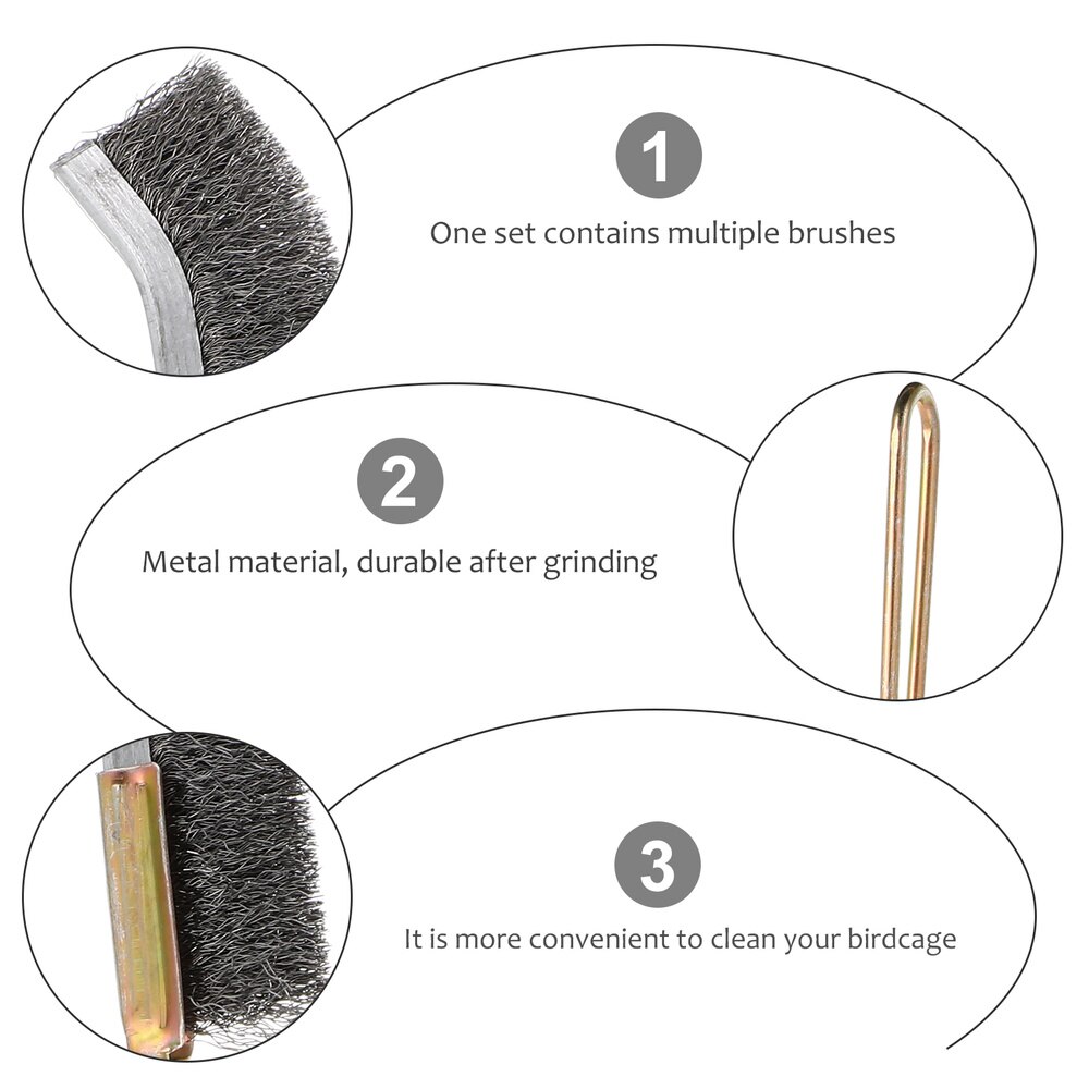 2Pcs Pet Brush Cleaner Bird Cage Cleaner Golden Copper Handle Bird Cage Brushes Pet Supplies Parrot Cage Cleaning Brushes Bird