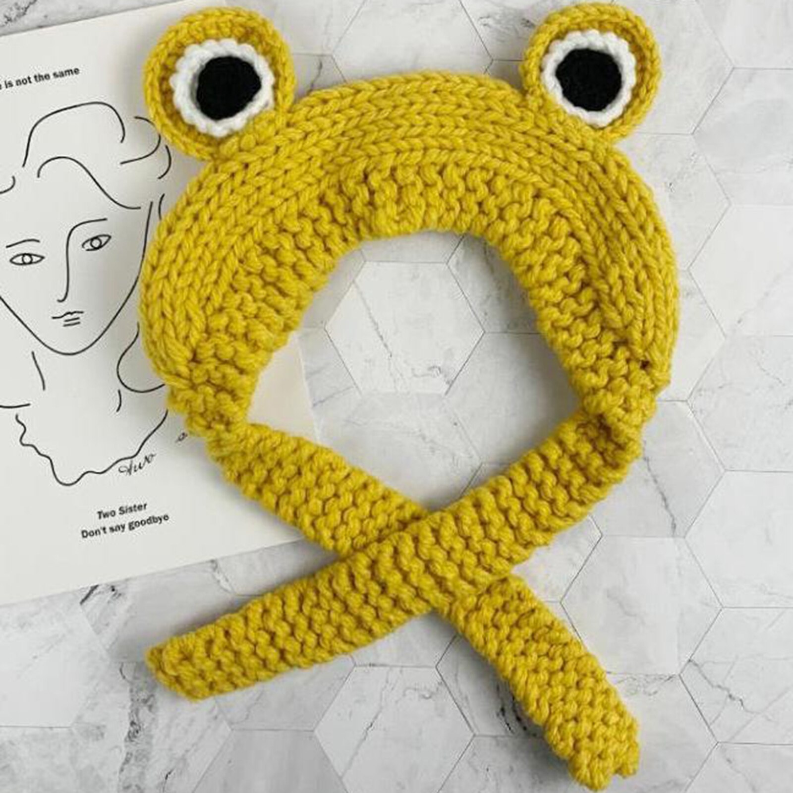 Kobiety mężczyźni śliczne żaba oczy splot dziergana czapka kapelusz jednolity kolor szydełka czapka zimowa ciepła czapka