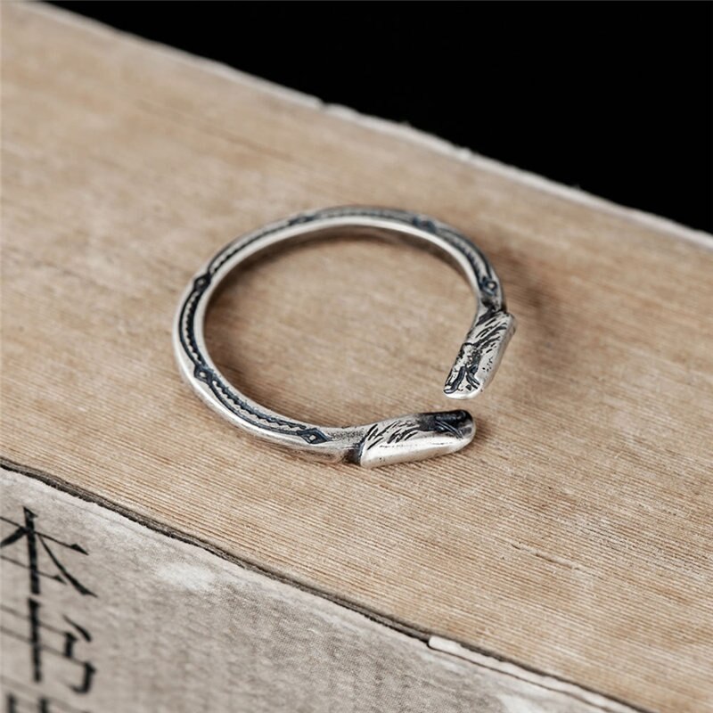 HelloLook – bague en argent Sterling 925 unisexe, anneau ajustable à Double tête, bijoux gothiques pour hommes