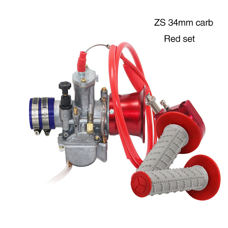 Zsdtrp carburador pwk para motocicleta, modificado, 21, 24, 26, 28, 30, 32 e 34mm, com aderência do acelerador, filtro de ar copo para scooter atv: 34mm set