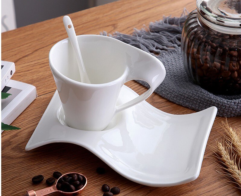 70-160ml criativo cerâmica xícara de café conjunto de copos de chá e pires caneca de leite kit com colher presente de casamento copo de água conjunto