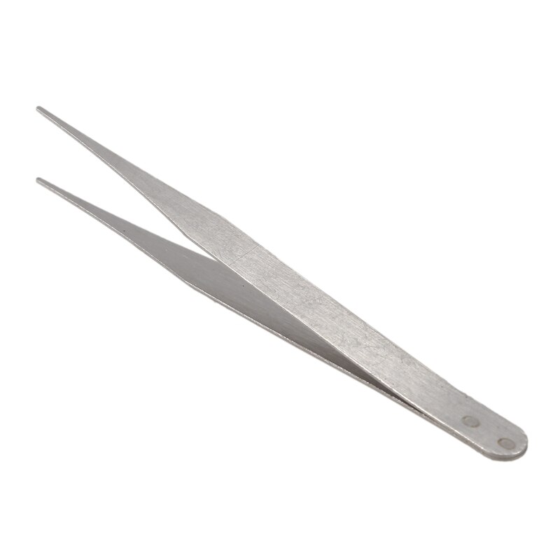Fine Point Silver Tone Pointy Straight Tweezers 4 1/2"