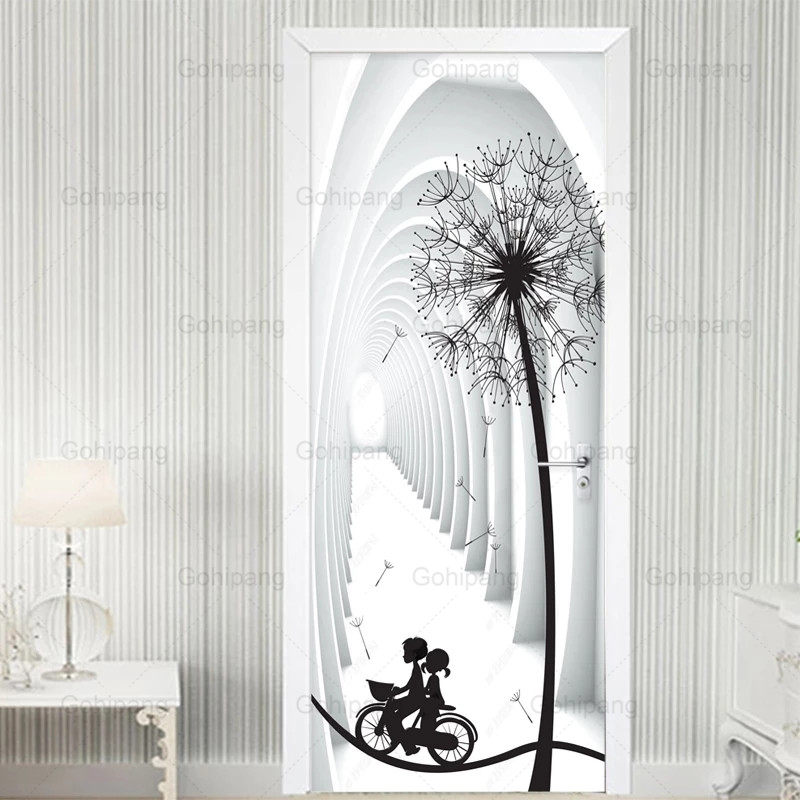 Moderne Paardebloem Behang Woonkamer Slaapkamer Home Decor Deur Sticker Creatieve Poster Waterdicht Decals De Deur Decor Foto