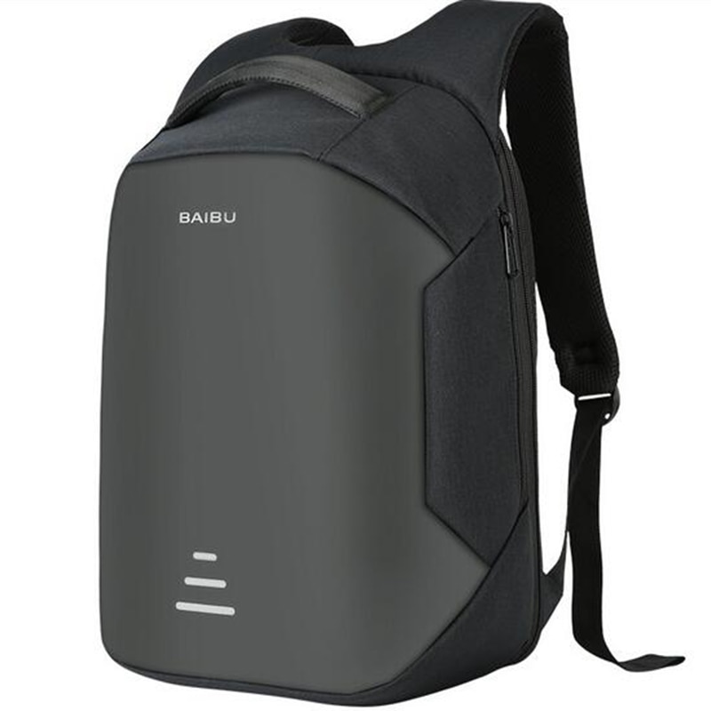 BAIBU men 15.6 Laptop Backpack Anti Theft Backpack Usb Charging Women School Notebook Bag Oxford Waterproof Travel Backpack: Black