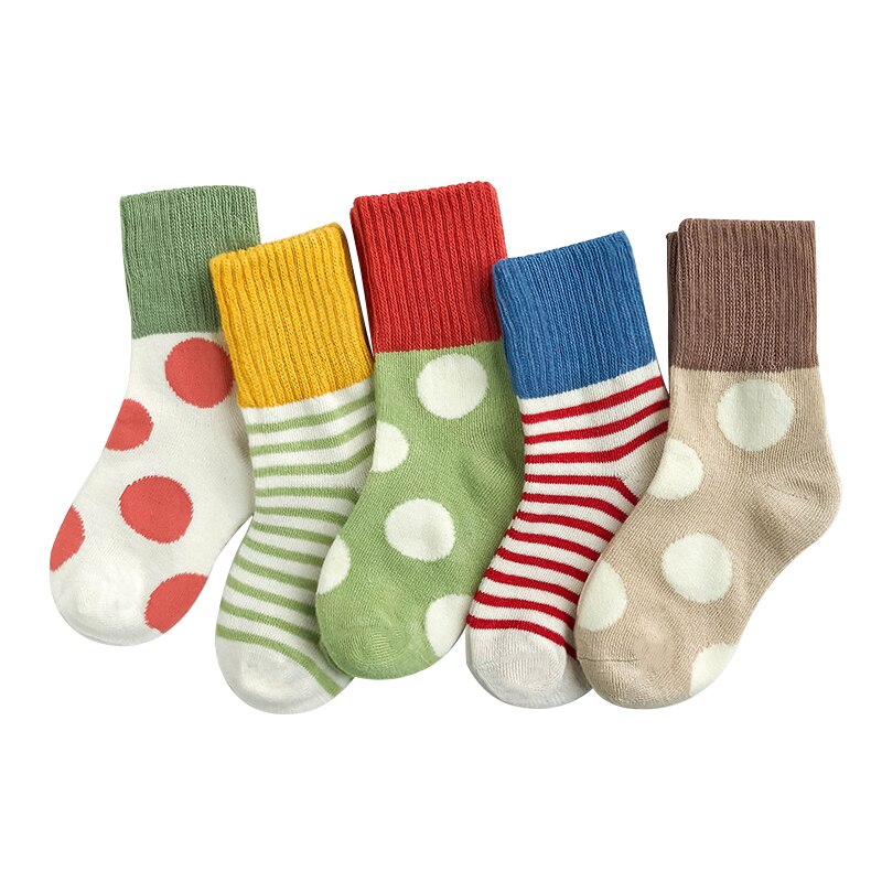 1-12y toddle meias para meninos meninas outono inverno algodão meias curtas crianças meninas pontos 5 pares/pacote c114