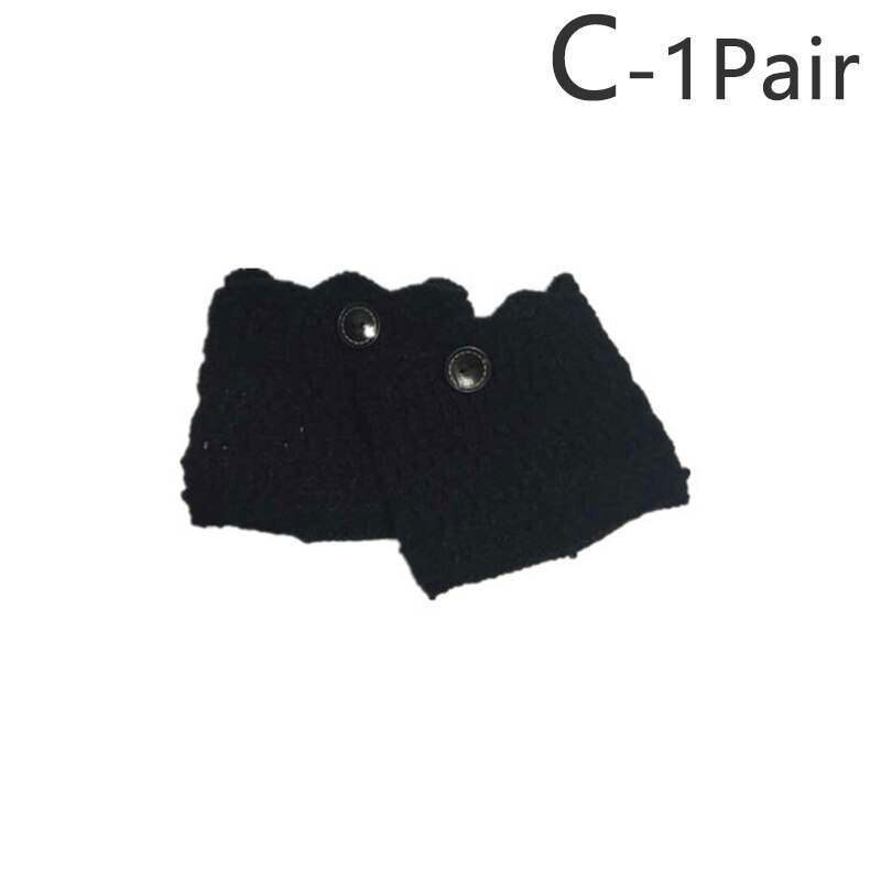 Calentadores de piernas de Invierno para mujer, botas de punto de ganchillo, puños, botas cortas elásticas, calcetines negros, botas cálidas informales de , 2 piezas: Black