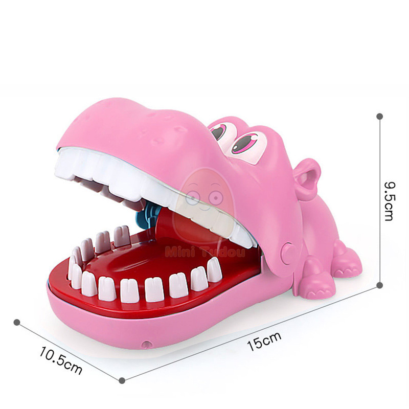 Kid Biting Hand coccodrillo Dinosaur Shark Bite Finger scherzi novità Classic Sound Light Party gioco da tavolo giocattoli per bambini regalo: Pink Hippo