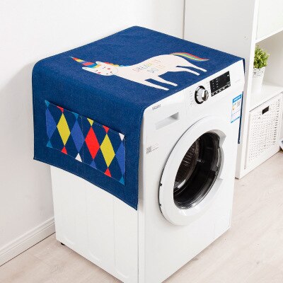 Cartoon full-automatic washing machine dust cover cotton fabric antifouling sunscreen single door refrigerator cover cloth