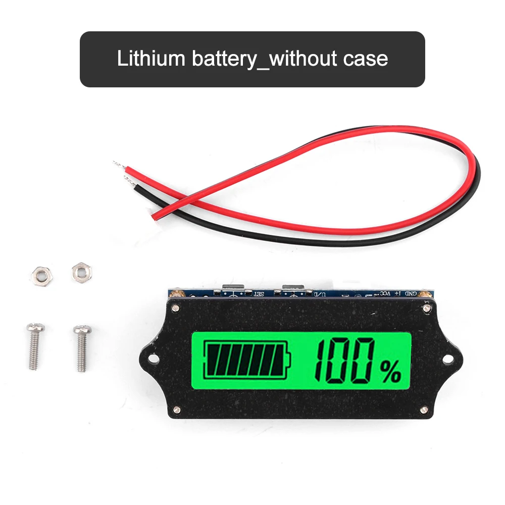 Batteriindikator 12v 24v 36v 48v 60v 72v syrebatterikapasitetsspenningsmåler 3s 7s 10s 13s 17s 20s litiumbatteritester: Grønn