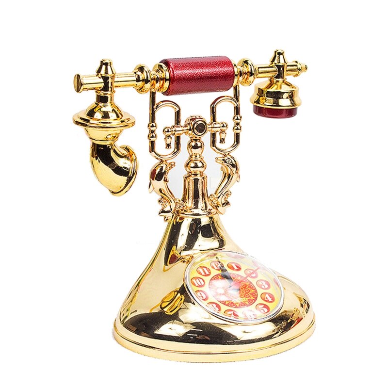 Retro Telephone Model Alarm Clock Timekeeper Desktop Ornament for Home Kids Room Bedside Table Decoration Clocks: GD