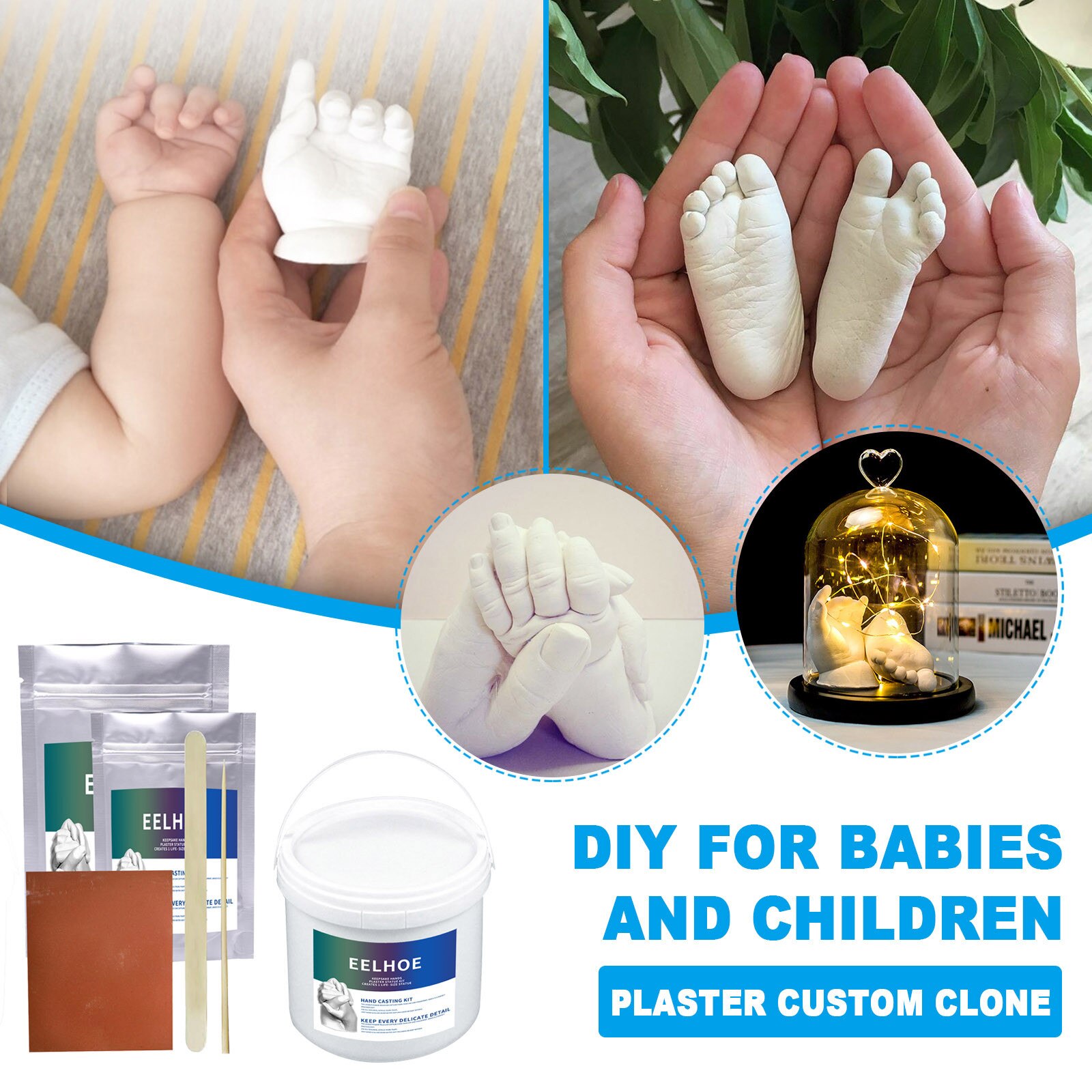 3d bébé coulée main pied souvenir mains moulage Kit grand bricolage plâtre Statue moulage Kit main tenant empreinte de main