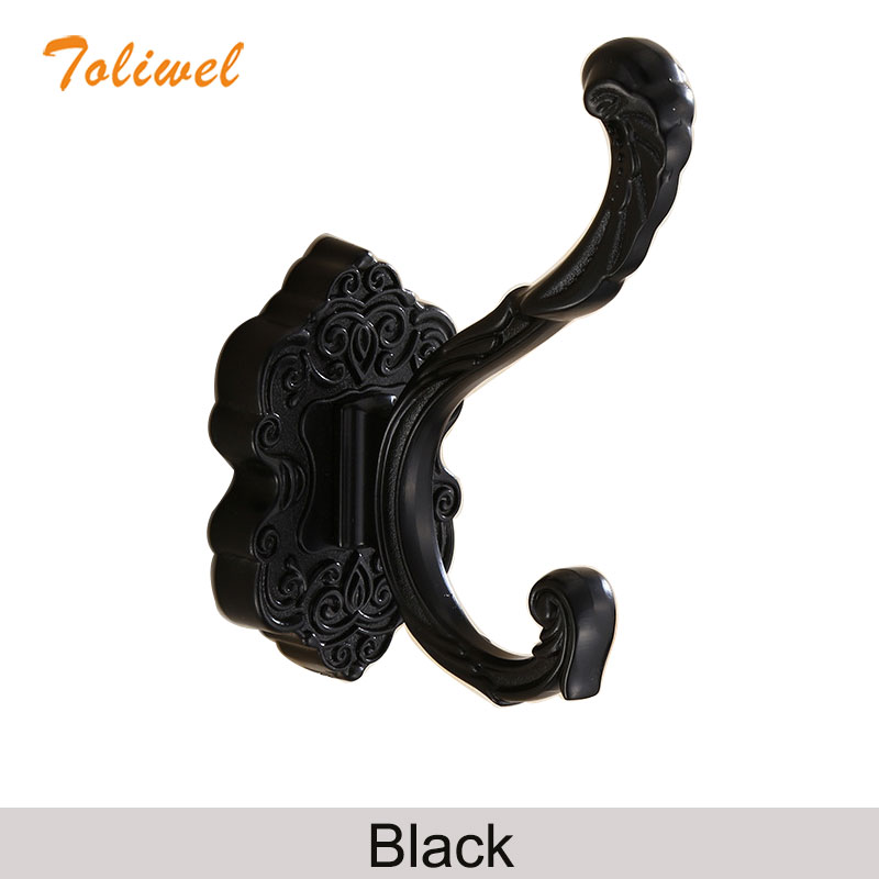 Aluminum Home Decor Nailless Folding Coat Hook Hallway Bedroom Door Hat Clothes Rack Hanger Kitchen Toilet Wall Brack Hooks: Black
