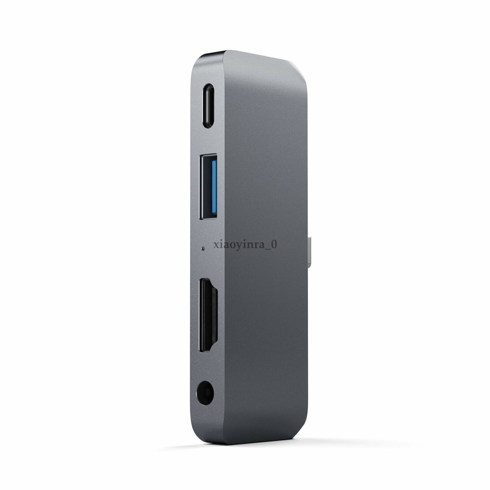 Satechi aluminium type -c 3.5 mm til mobil ipad pro samsung hub adapter med usb-c pd frakt 4k hdmi usb hub: Grå
