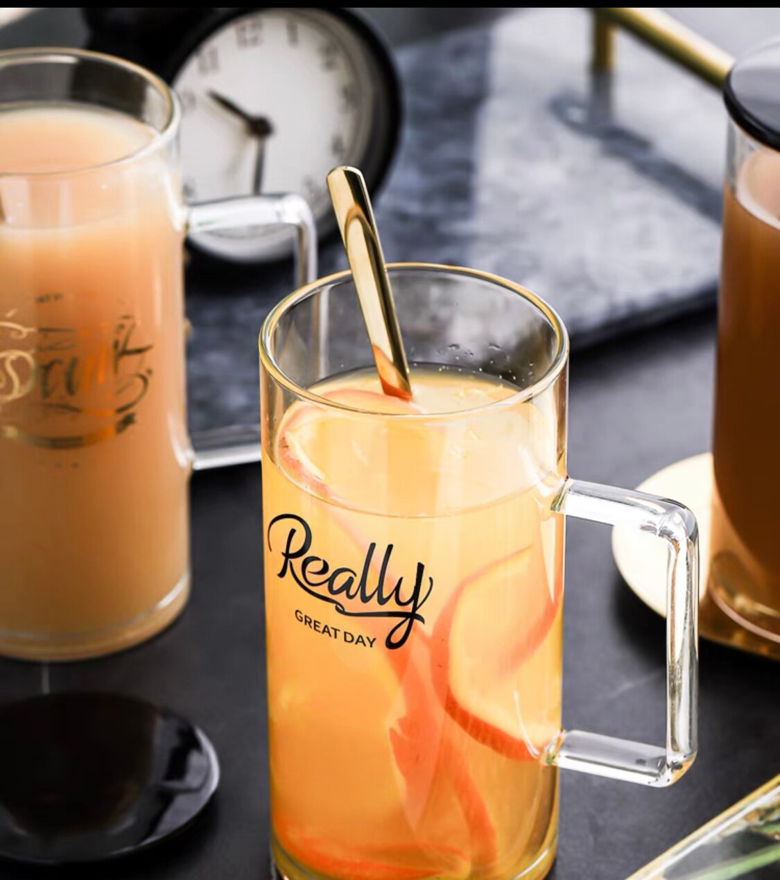 Gran capacidad de 700ml de cristal redondo de taza de agua Simple taza desayuno taza para leche taza de bebida Oficina taza de café taza de jugo