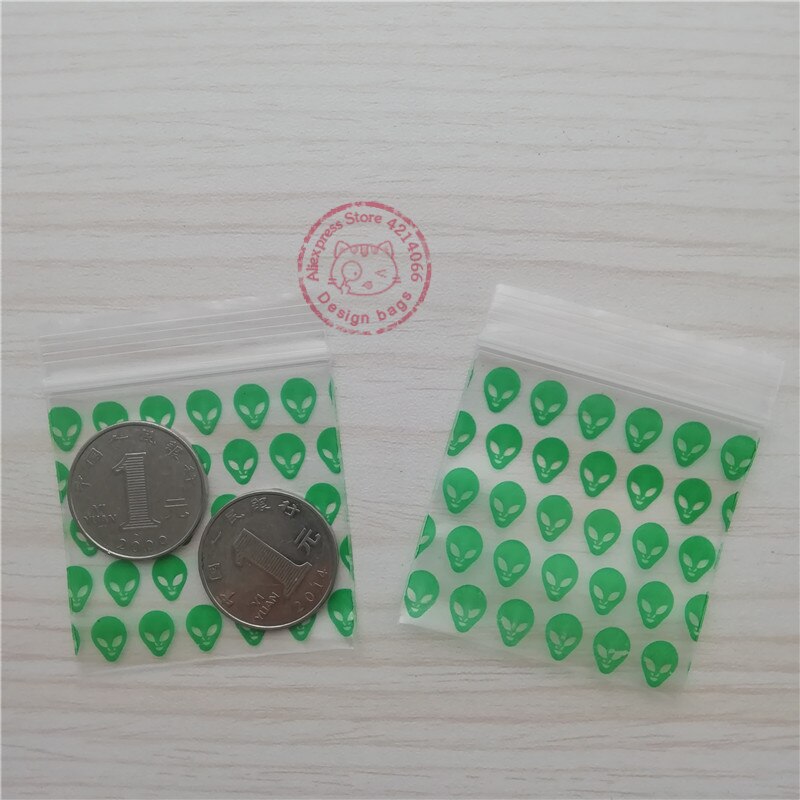 Groene alien mini zakjes ziplock zakjes 2 "  x 2 " plastic 50-100 stuks sieraden zip clips sluitzakje
