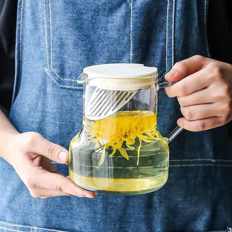 Hervidor de agua frío de 1000ml, tetera de vidrio a prueba de explosiones, jarra de vidrio con protección de alta temperatura