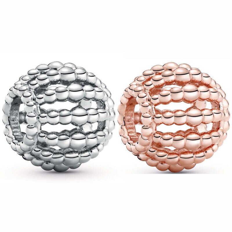 Original Rose Gold Durchbrochene Drei-dimensional Perlen Perlen Fit 925 Sterling Silber Charme Armband Armreif DIY Schmuck