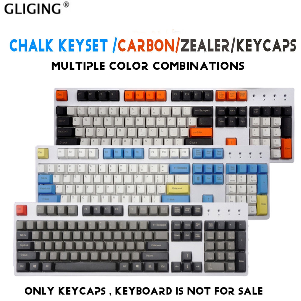 108-llave de tiza/ZEALER/tapa de FILCO de carbono/lado/grabado en blanco personalidad Keycap Teclado mecánico Keycaps