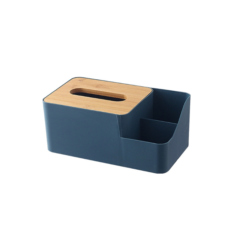 Plastic Tissue Box Bamboo Cover Napkin Paper Dispenser Organizer Cosmetic Storage Remote Control Container for Office
