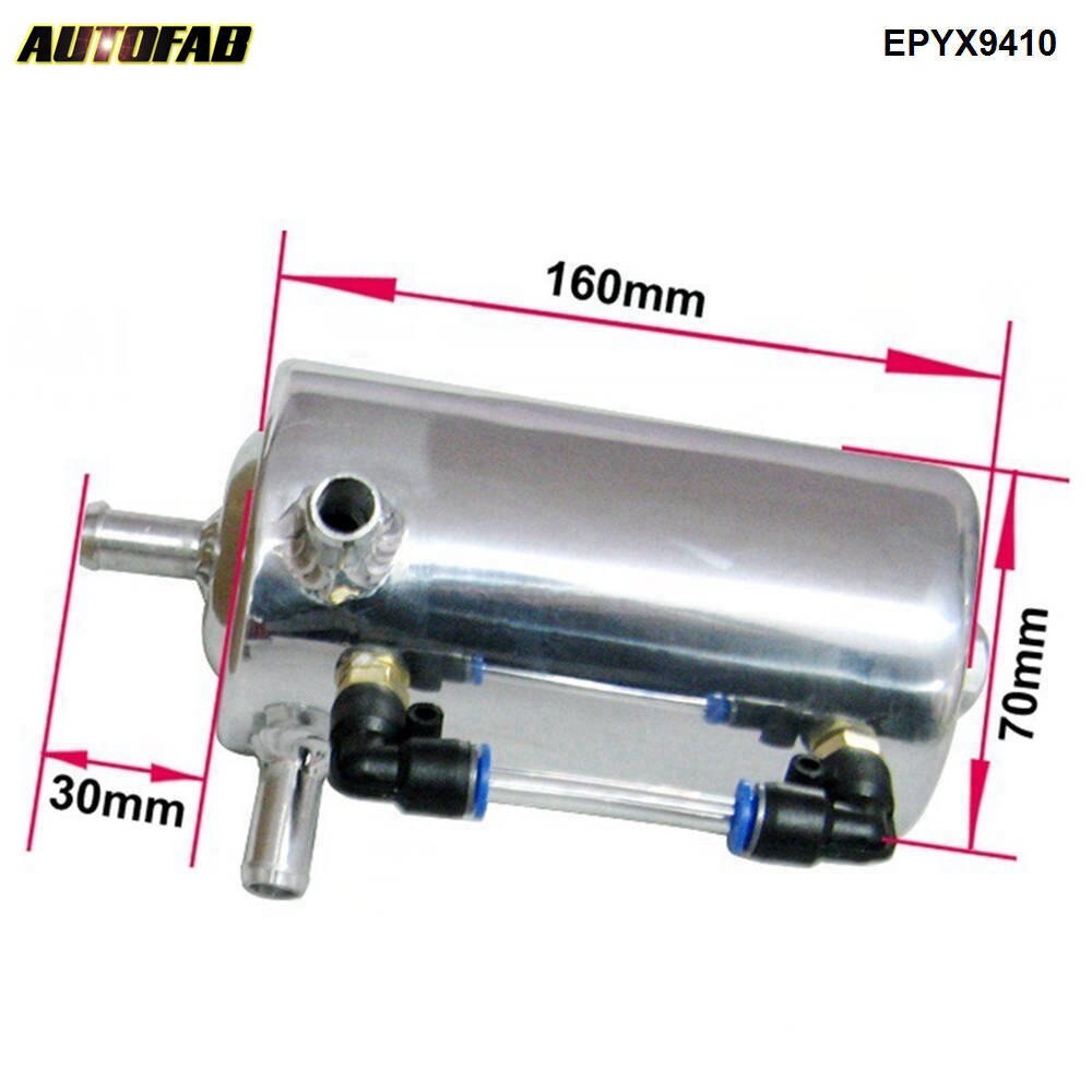 Universal 0.5L Aluminium Oil Catch Can Breather Tank Reservoir 19mm 3/4" Barbrt