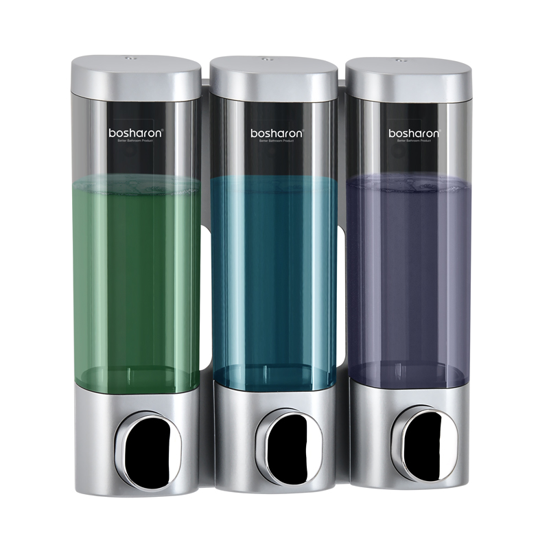 Sæbedispenser vægmonteret manual 3 kammer plastik 300ml transparent hvid badeværelse shampoo dispenser til brusebad hotelkøkken