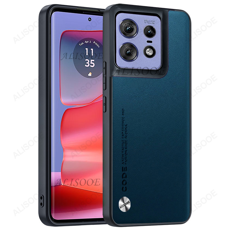 Motorola edge 50 pro 40 neo  g54 -puhelimen suojakuori, kuitukuvioinen pu-nahkainen suojakuori moto edge 50 pro  g14 g34 g84 -puhelimelle.: Denim / Ruskea