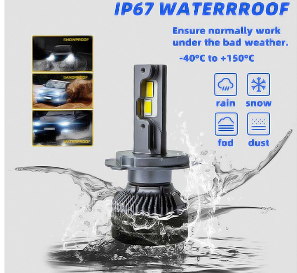 TCYATOTCYATO H7 LED 500000LM 600W Bulb Headlight 6000K Double Copper Tube Fog Light K5C F5C H4 H7 H8 H11 H1 9005 12V 24V Truck L