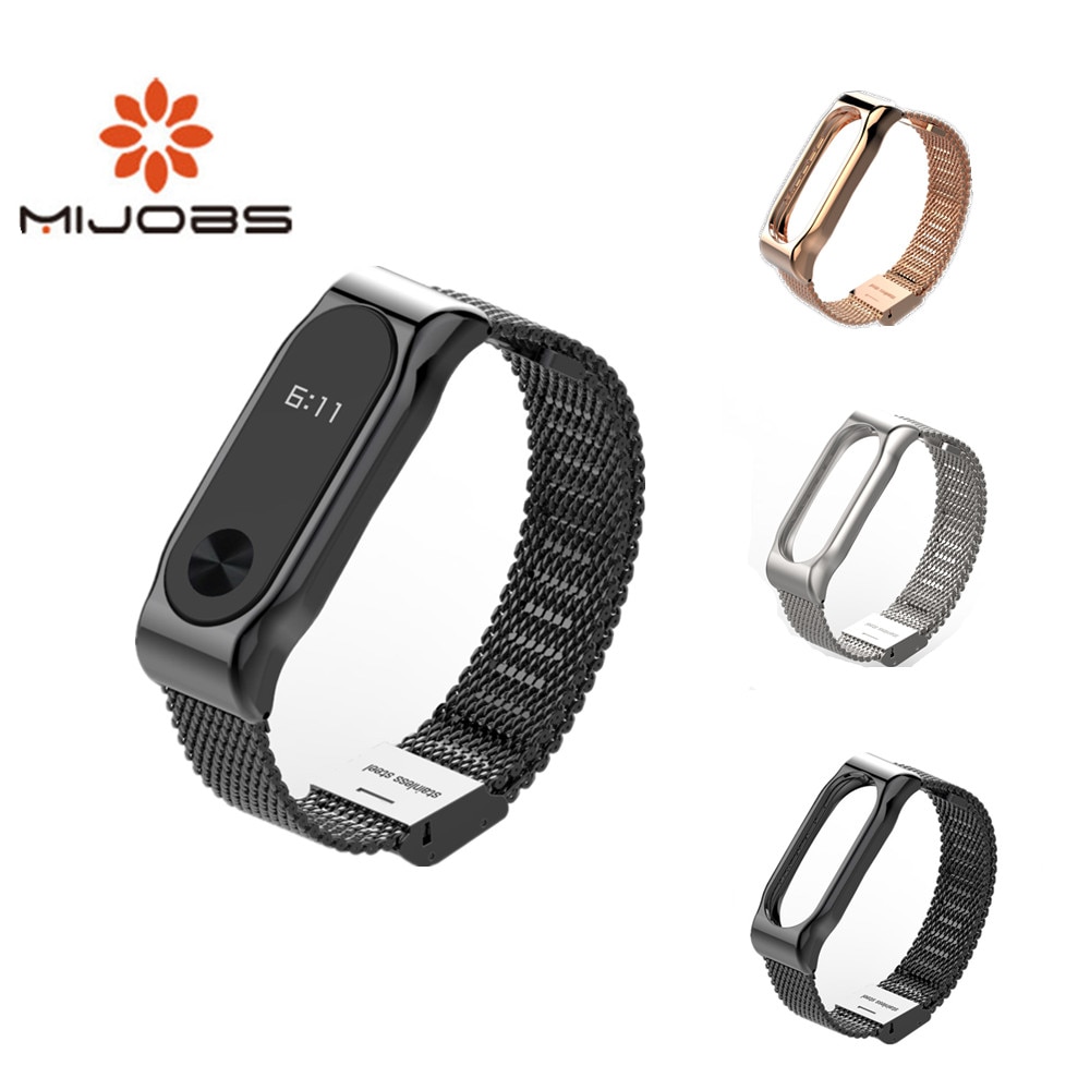 Pulsera de Metal Mijobs Mi Band 2 para Xiaomi Mi Band 2, pulsera de acero inoxidable sin tornillos, accesorios de repuesto