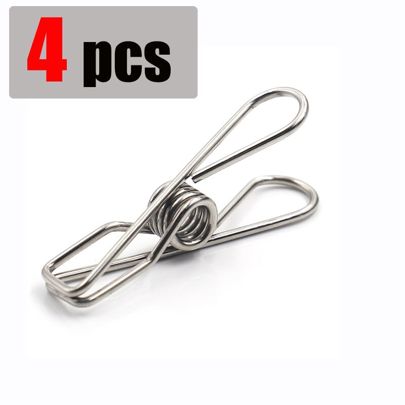 Stainless Steel Metal Spring Clips for Leather craft Tools Silver Ticket Clip Clothes Hanging Pegs Clips Clamps Leather Tool: 4PCS Clips