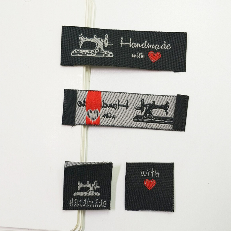 clothes Bags Woven Labels DIY Scrapbooking Craft Rectangle Heart Pattern handmade with love labels