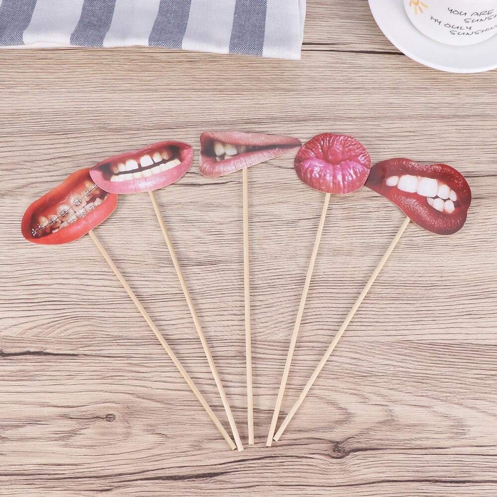 20pcs Photo Booth Props Funny Red Lips Selfie Props Unique Picture Shooting Props for Party Festival Gathering